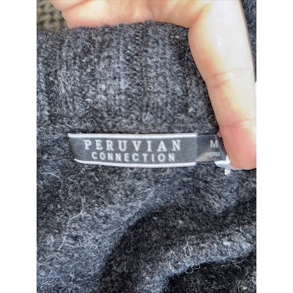 Peruvian Connection Wool/Alpaca Blend Long Sleeve Button Cardigan Sweater Size M - Picture 7 of 8